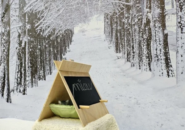 Artistic Chalkboard Cat House | Modern Plywood Teepee with Hammock/Bed | AnimalDeLux - Image 2