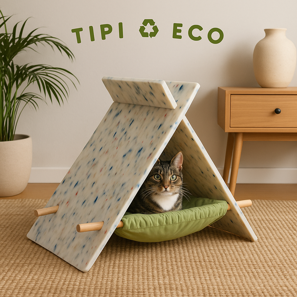 Tipi Eco: Recycled Plastic Cat Teepee with Bed